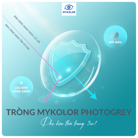 Tròng kính Mykolor KLO 1.56 BlueUV.Photogrey – Đổi màu thông minh, bảo vệ mắt toàn diện