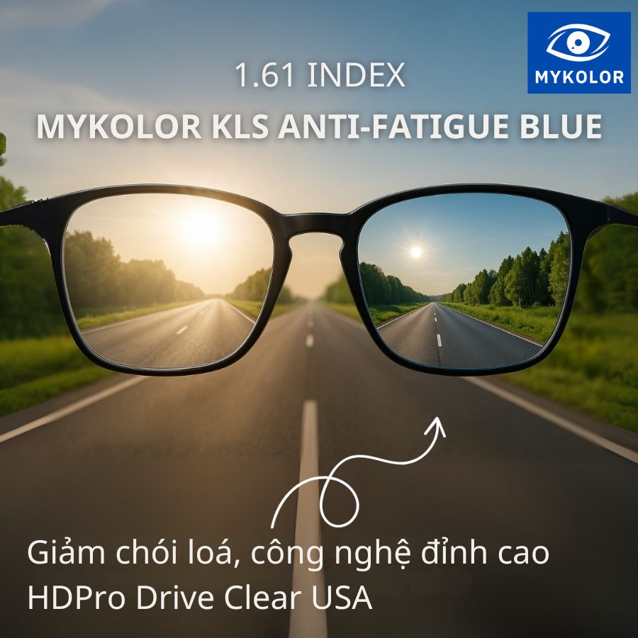 🌤 Tròng Kính Mykolor KLS 1.61 Anti-Fatigue Blue – Giảm Chói Lóa, Bảo Vệ Mắt Tối Ưu