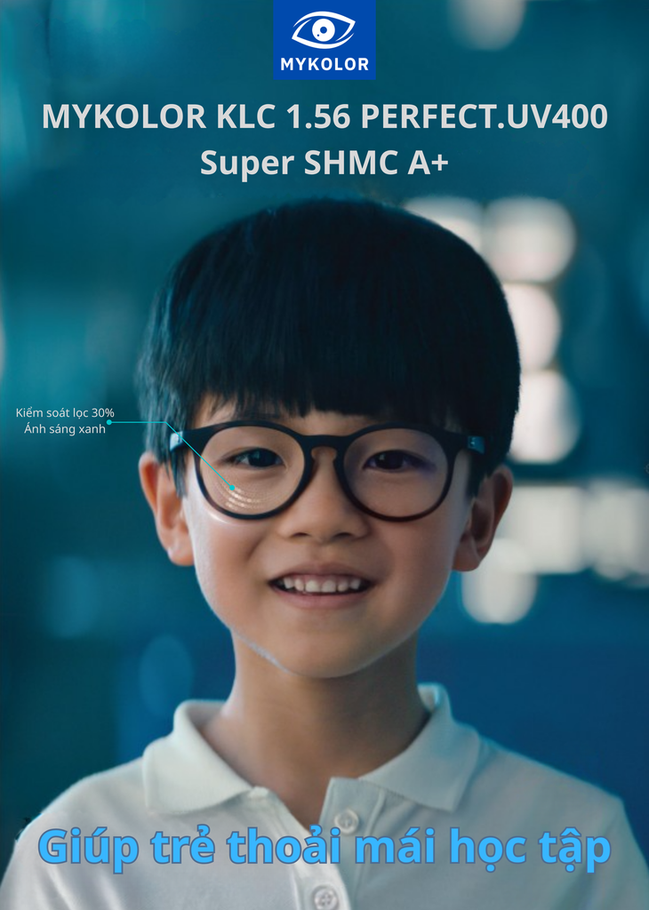 Tròng kính Mykolor KLC 1.56 Perfect.UV400 – Giải pháp bảo vệ toàn diện cho đôi mắt trẻ em trong thời đại công nghệ