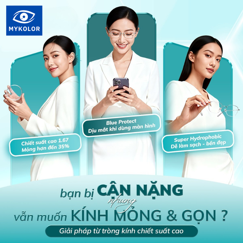 Tròng Kính Mykolor KLC 1.67 Perfect.UV400 – Giải Pháp Cho Người Cận Nặng Muốn Kính Mỏng & Đẹp