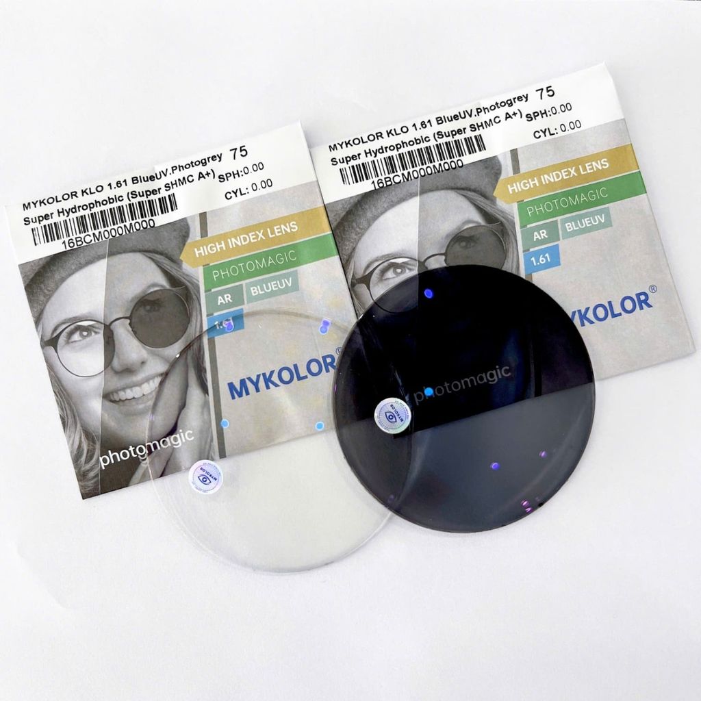 Tròng kính Mykolor KLO 1.61 Photogrey – Công nghệ đổi màu thông minh, bảo vệ mắt toàn diện