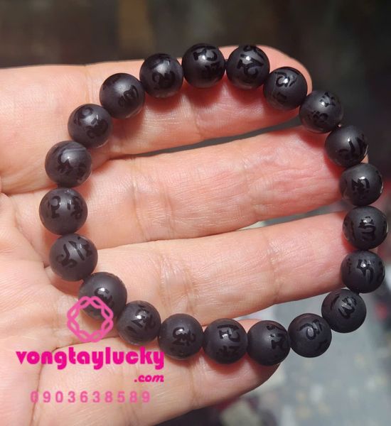 vòng tay may mắn, đá khắc kinh phật, chuỗi đeo tay, thần chú Om Mani Padme Hum