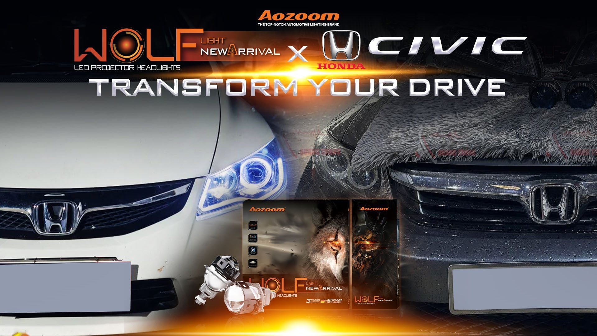 Installation Spotlight: AOZOOM WOLF Projectors on a Honda Civic