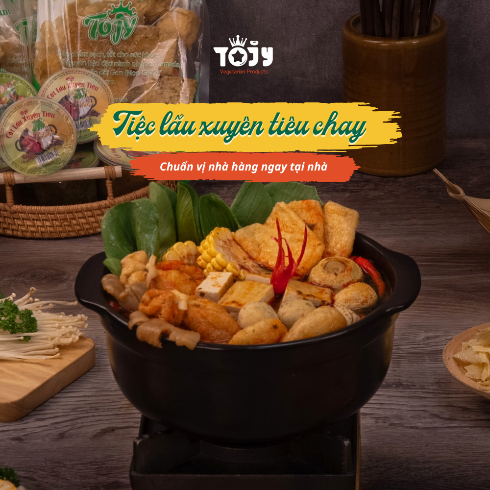 Tiệc lẩu xuyên tiêu chay - Chuẩn vị nhà hàng ngay tại nhà 🌶️🍲