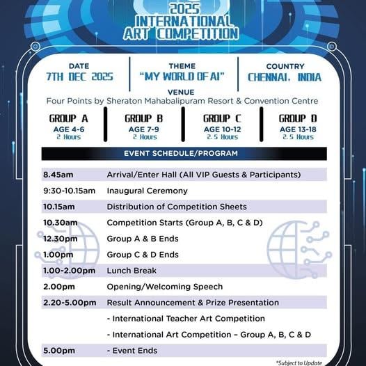 CUỘC THI HOẠ SĨ NHÍ QUỐC TẾ 2025 TẠI ẤN ĐỘ– THÔNG TIN NỔI BẬT