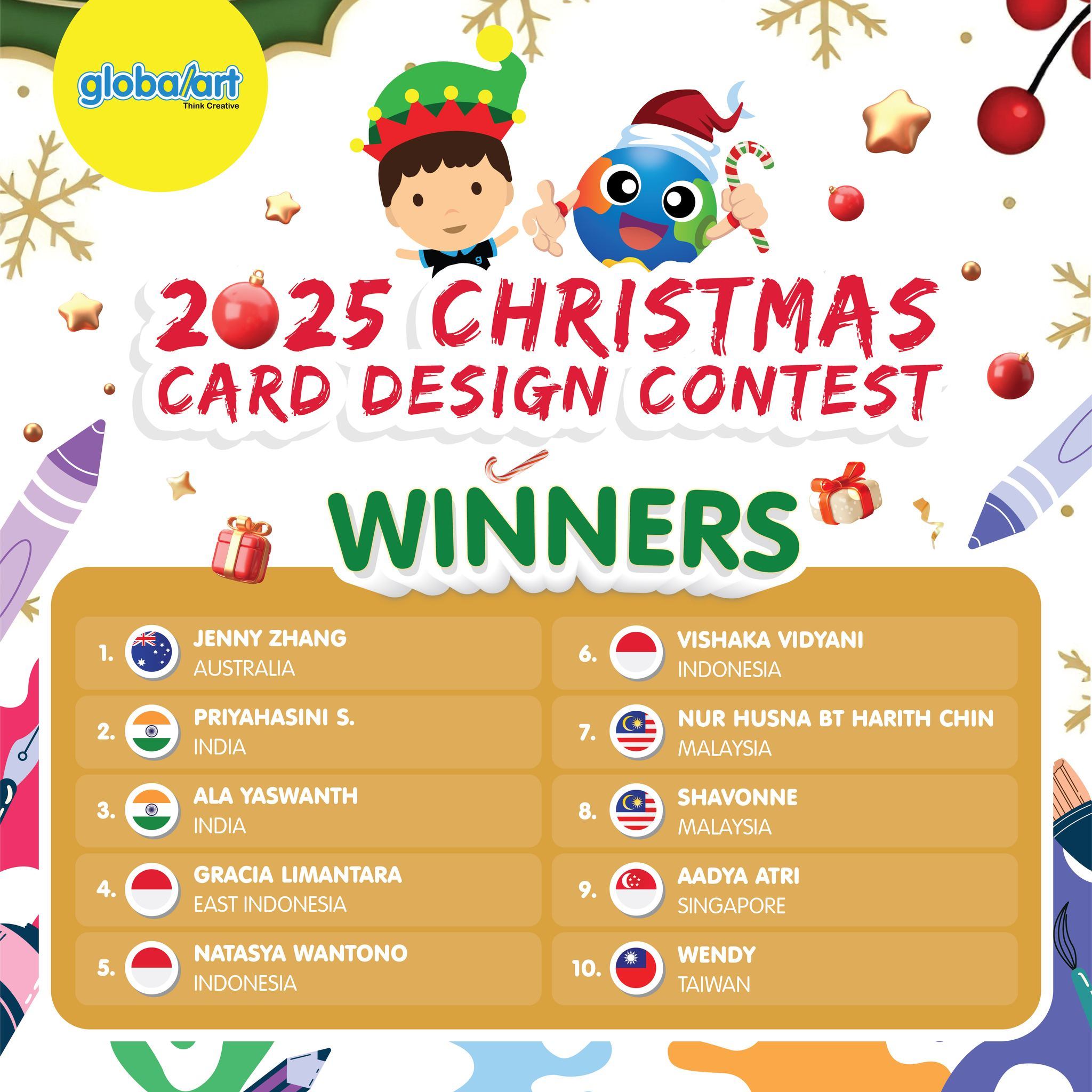🎄🎉 CÔNG BỐ & CHÚC MỪNG CÁC TÀI NĂNG NHÍ ĐẠT GIẢI CUỘC THI THIẾT KẾ THIỆP GIÁNG SINH QUỐC TẾ GLOBAL ART 2025