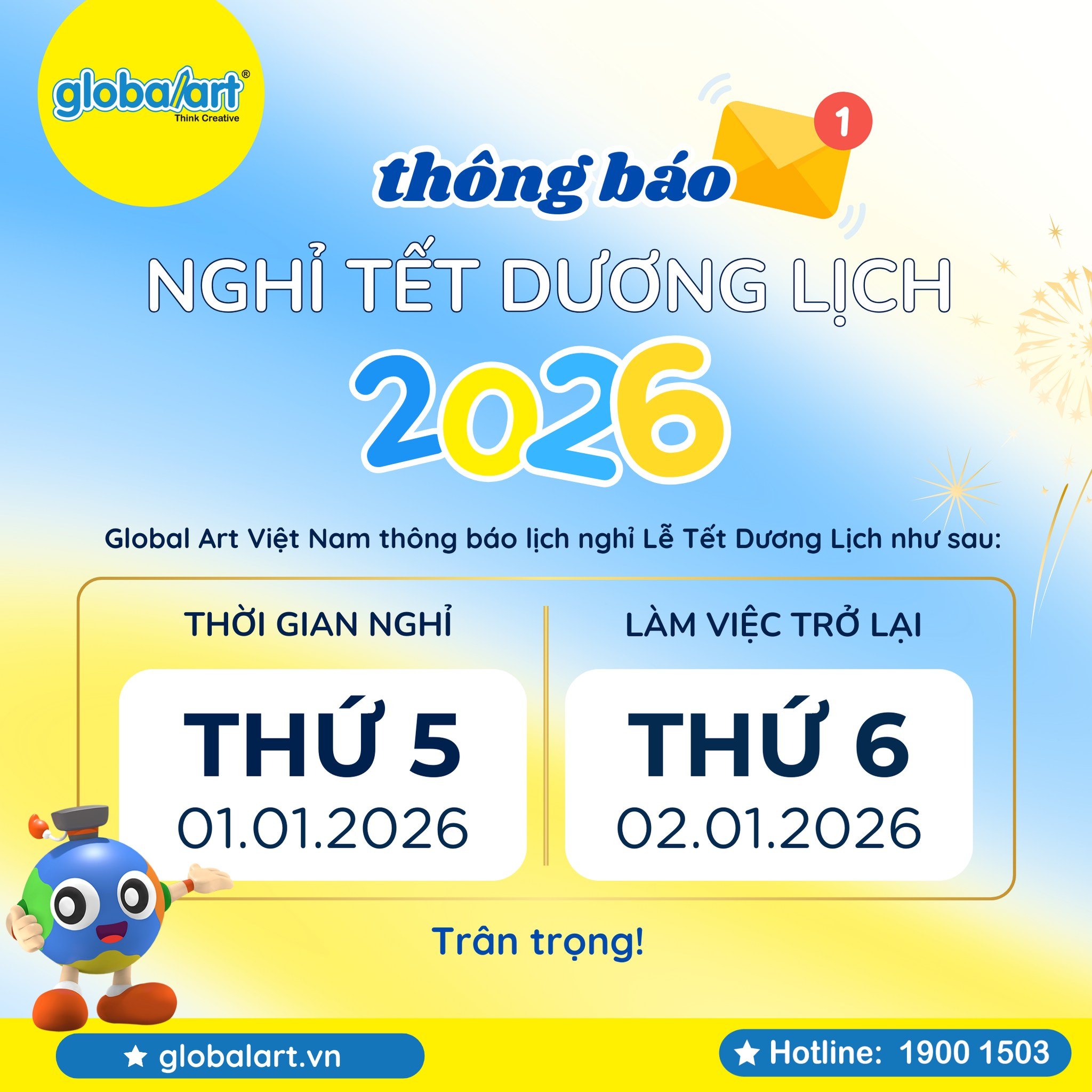 THÔNG BÁO NGHỈ TẾT DƯƠNG LỊCH 2026