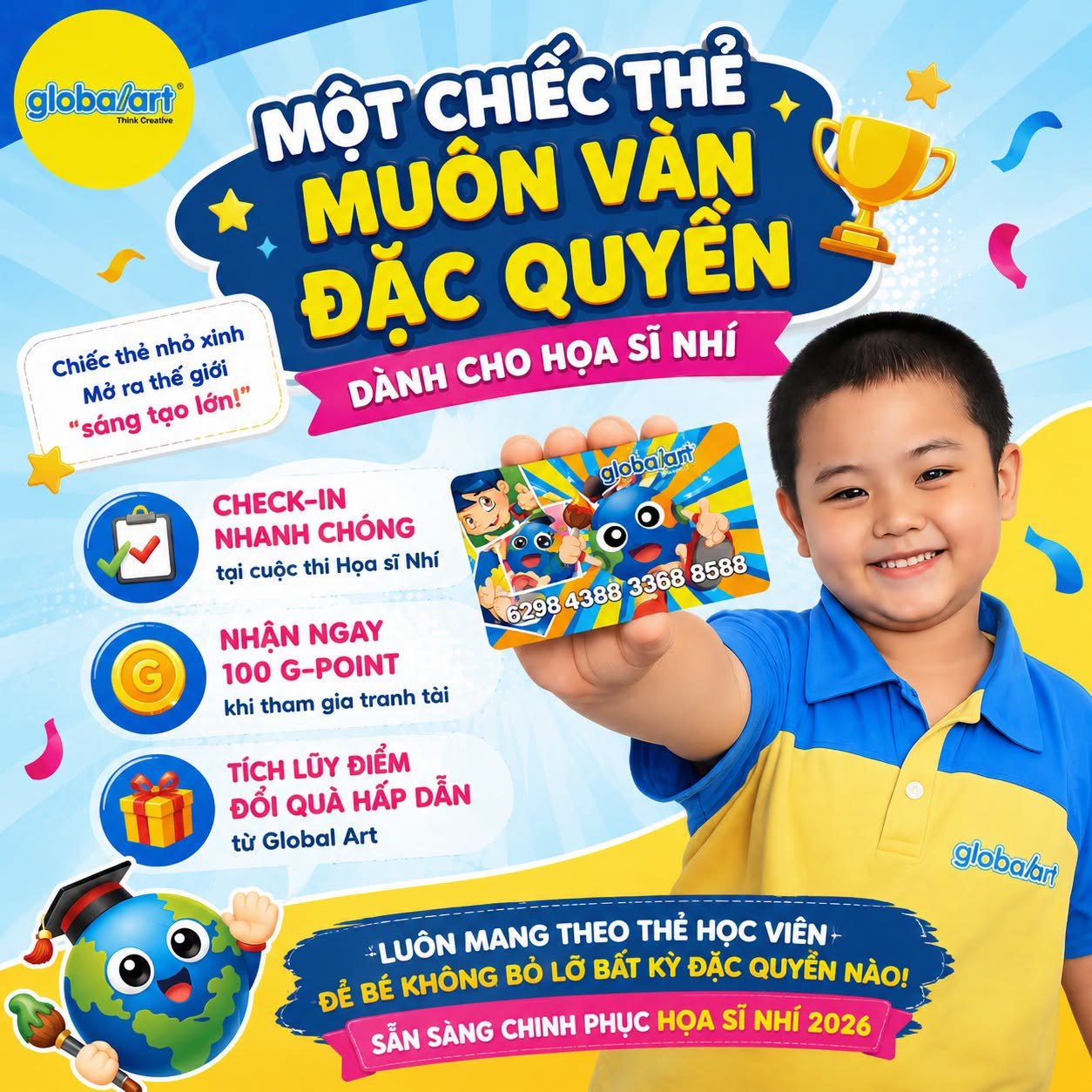 🎟️ MỘT CHIẾC THẺ – MUÔN VÀN ĐẶC QUYỀN DÀNH CHO HỌA SĨ NHÍ ✨