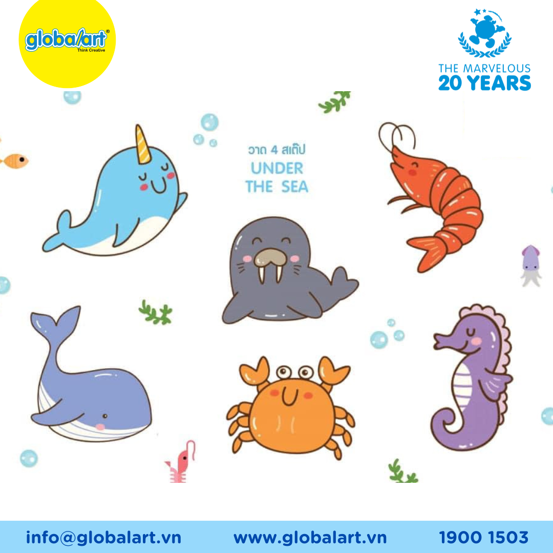 🎨 HƯỚNG DẪN VẼ CHỦ ĐỀ “UNDER THE SEA” – KHÁM PHÁ THẾ GIỚI DƯỚI ĐẠI DƯƠNG CÙNG GLOBAL ART VIỆT NAM 🌊🐋