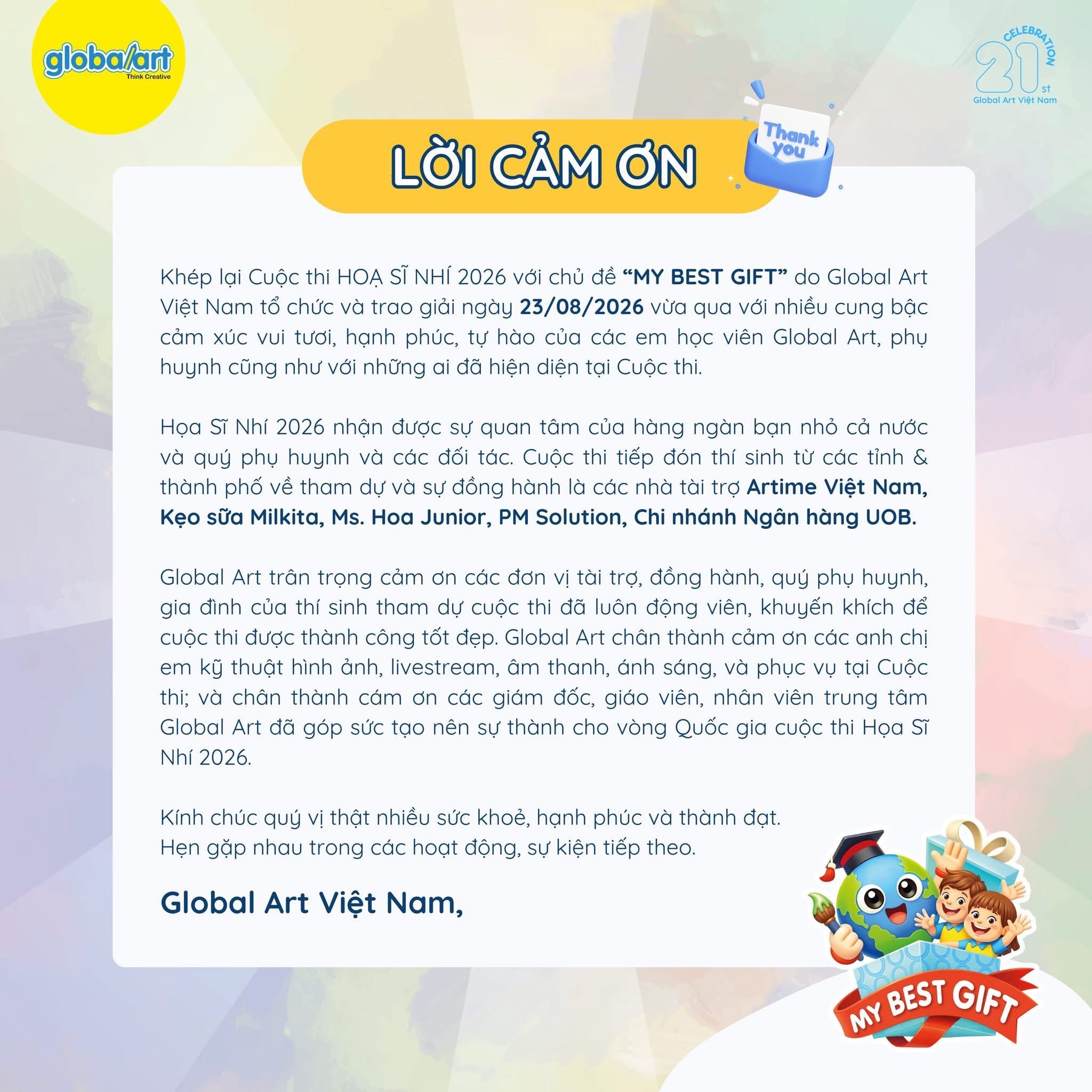 💛 LỜI CẢM ƠN ĐẾN TỪ GLOBAL ART VIỆT NAM 💛