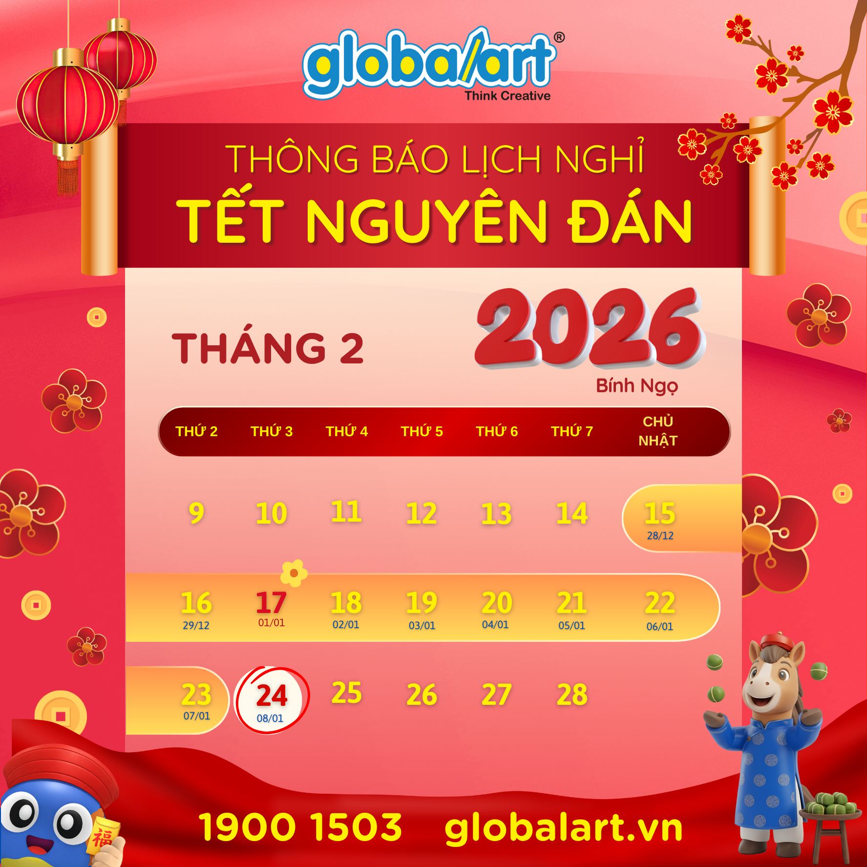 THÔNG BÁO LỊCH NGHỈ TẾT NGUYÊN ĐÁN