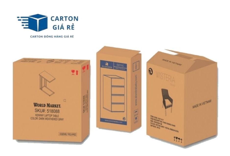 Hộp carton cho ghế, kệ nhỏ: Bao bì gọn, dễ lắp ráp và vận chuyển