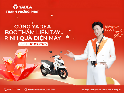 CÙNG YADEA CHỞ TẾT VỀ NHÀ: MUA XE MỚI, RINH QUÀ ĐIỆN MÁY ĐẲNG CẤP ĐẾN 18 TRIỆU ĐỒNG!