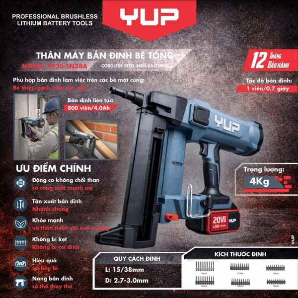 🔥GIẢM NGAY 10% – MÁY BẮN ĐINH BÊ TÔNG YUP YP20-SN38A 🔥