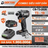 Combo máy chuyên vít DEKTON M21-CV250PRO Gen 3 -250Nm ( 1 máy M21-CV250Pro + 1 pin 4AH B4055 + 1SạcS20pro)