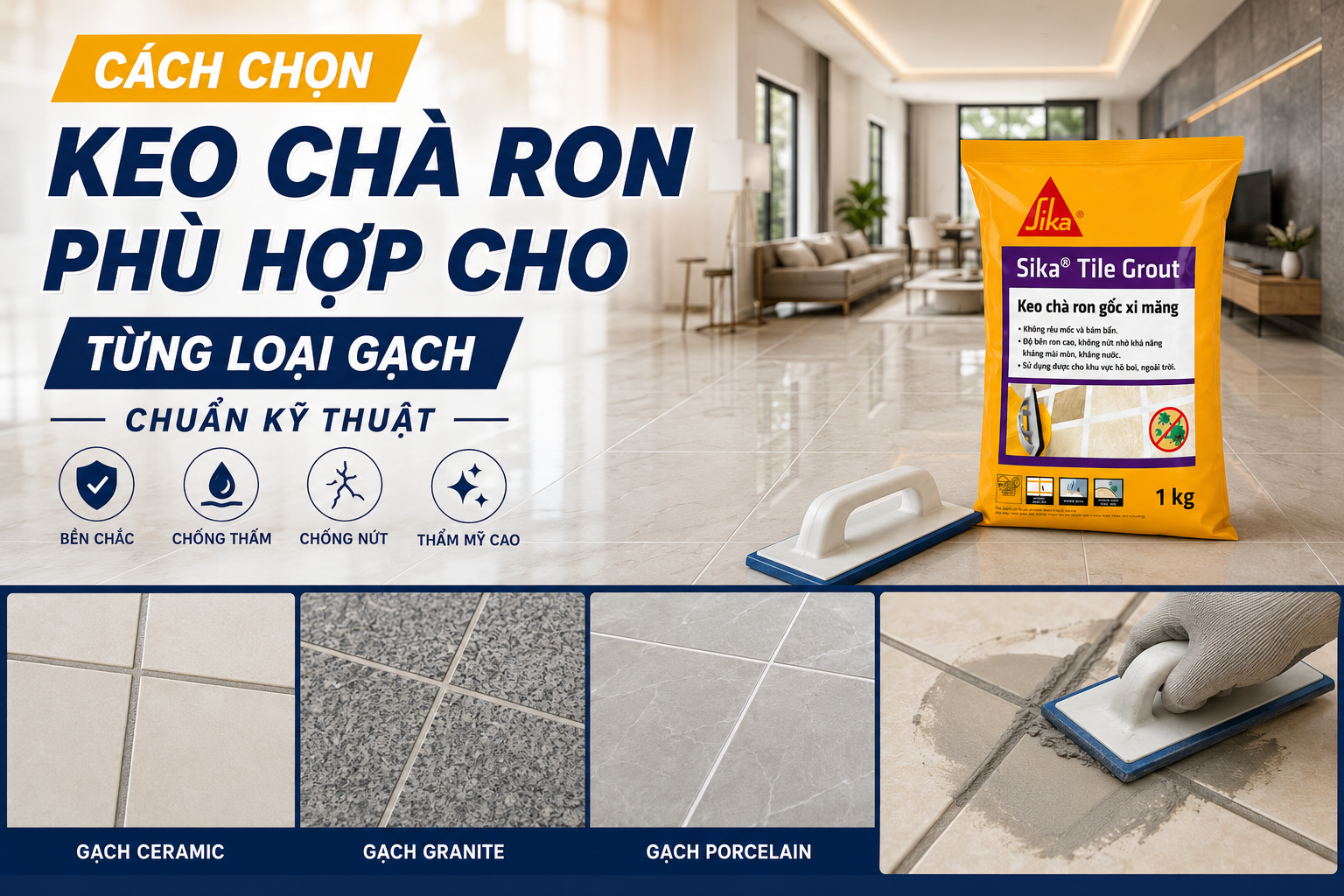 Cách Chọn Keo Chà Ron Phù Hợp Cho Từng Loại Gạch Chuẩn Kỹ Thuật