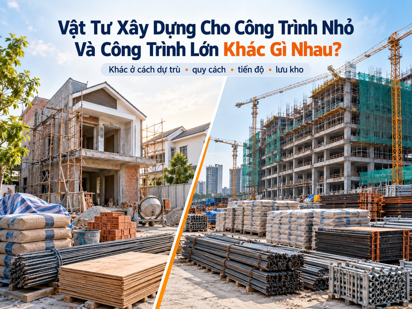 Vật Tư Xây Dựng Cho Công Trình Nhỏ Và Công Trình Lớn Khác Gì Nhau?