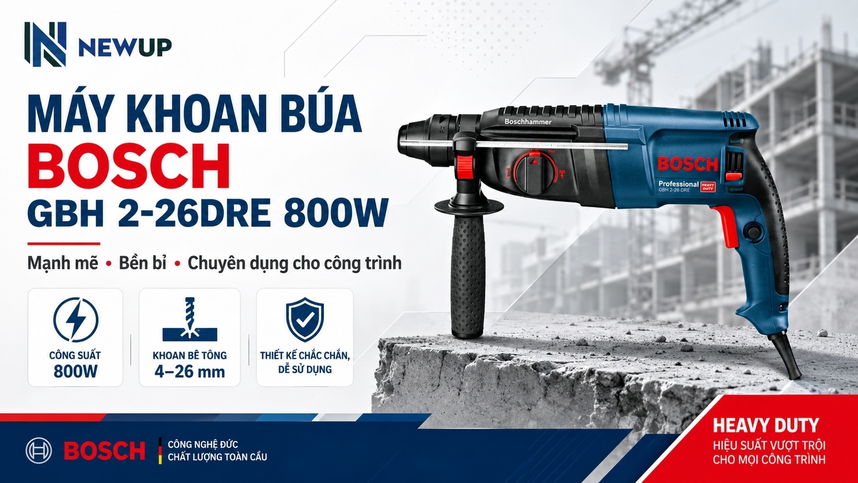 MÁY KHOAN BÚA BOSCH GBH 2-26DRE 800W