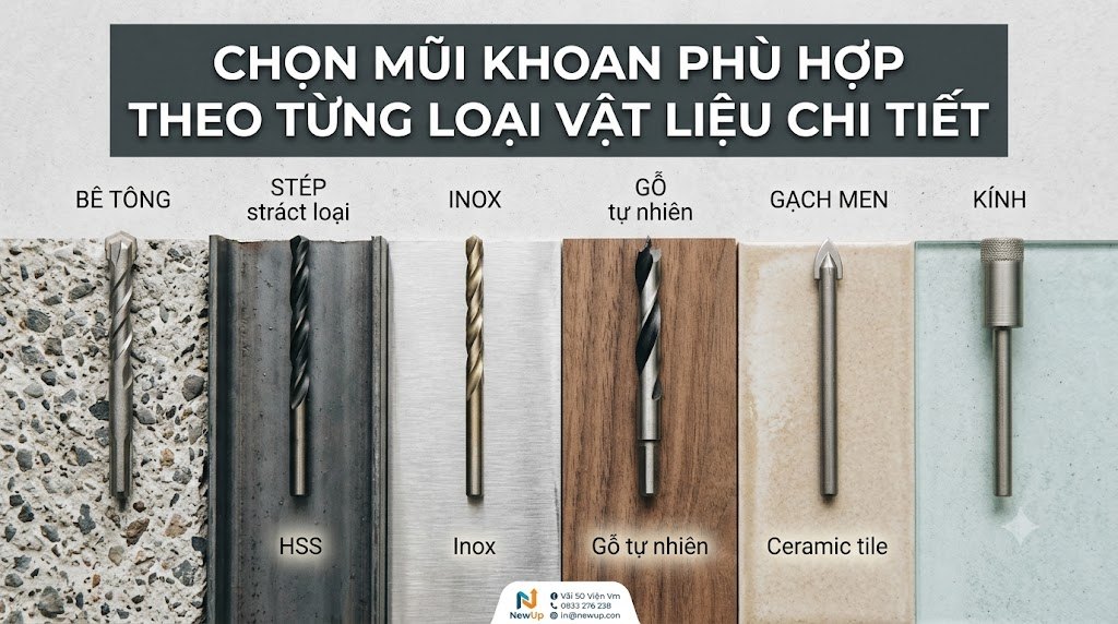 [GIẢI ĐÁP] CHỌN MŨI KHOAN PHÙ HỢP THEO TỪNG LOẠI VẬT LIỆU CHI TIẾT