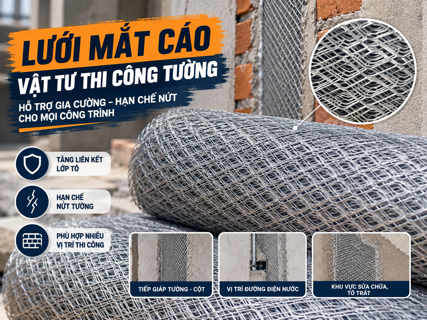 Vật Tư Thi Công Tường: Từ Lưới Tô Đến Vật Liệu Hoàn Thiện
