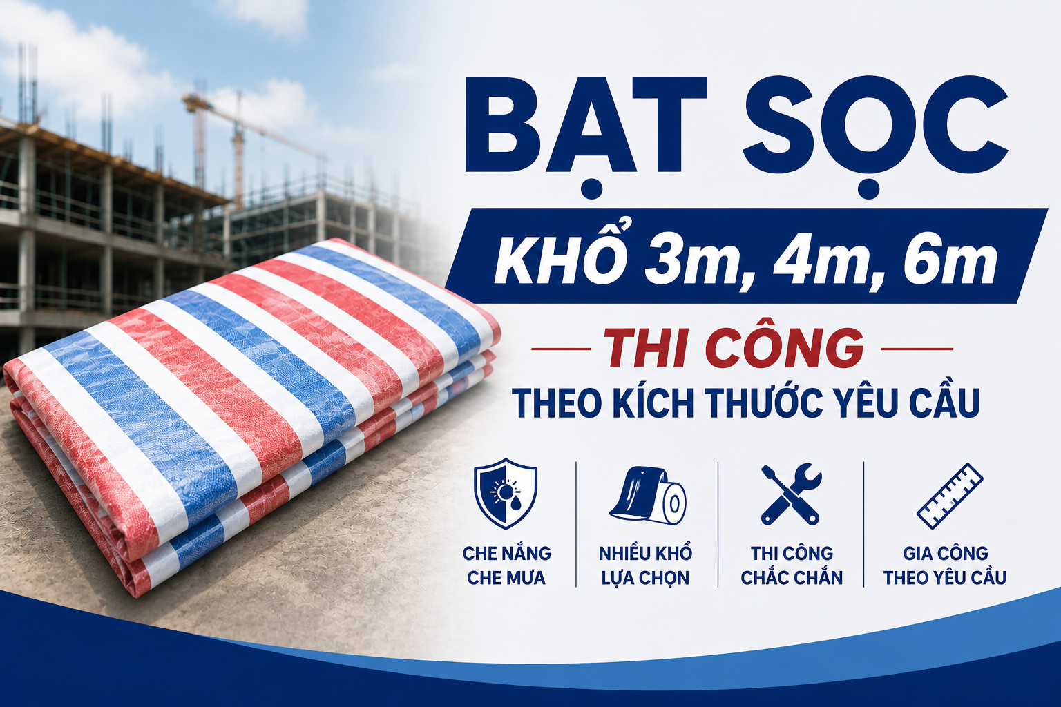 Bạt Sọc Khổ 3m, 4m, 6m – Thi Công Theo Kích Thước Yêu Cầu