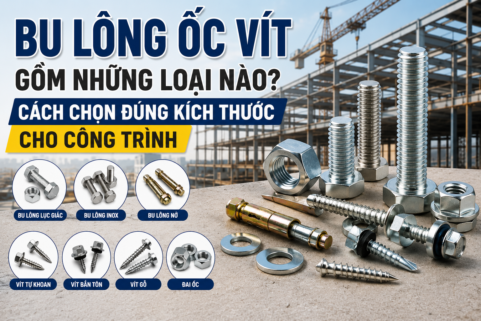 Bu Lông Ốc Vít Gồm Những Loại Nào? Cách Chọn Đúng Kích Thước Cho Công Trình