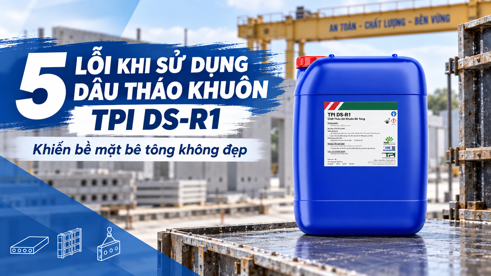 5 Lỗi Khi Sử Dụng Dầu Tháo Khuôn TPI DS-R1 Khiến Bề Mặt Bê Tông Không Đẹp