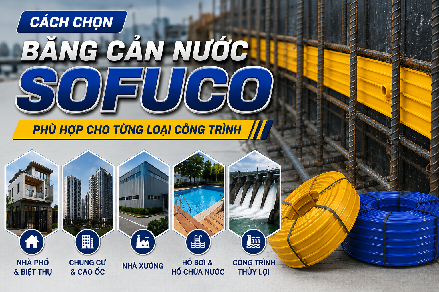 [HƯỚNG DẪN] CÁCH CHỌN BĂNG CẢN NƯỚC SOFUCO PHÙ HỢP CHO TỪNG LOẠI CÔNG TRÌNH