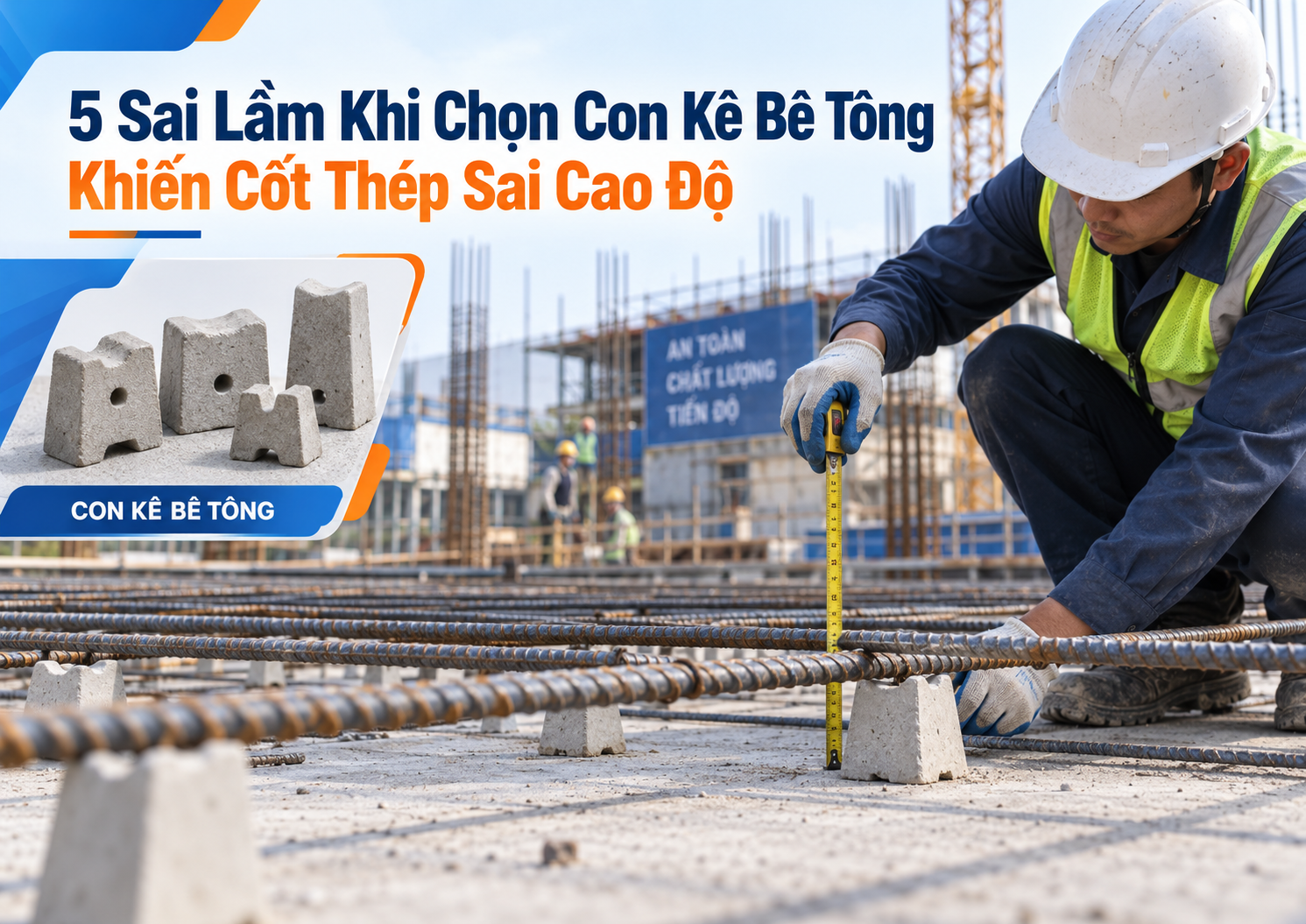5 Sai Lầm Khi Chọn Con Kê Bê Tông Khiến Cốt Thép Sai Cao Độ