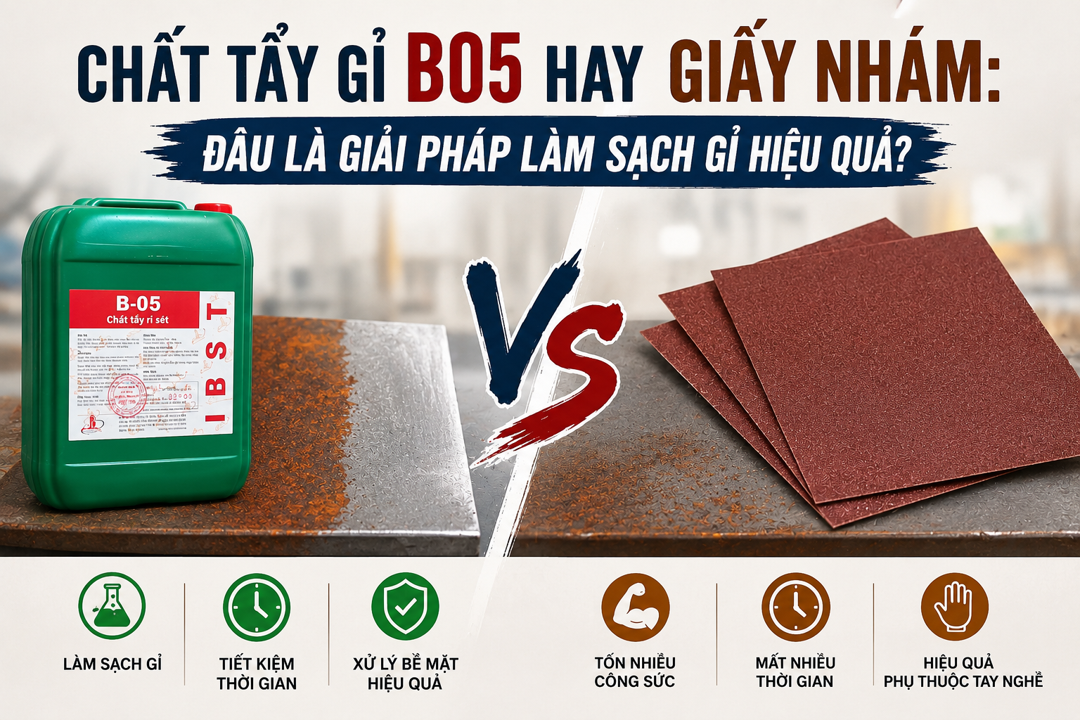 [GIẢI ĐÁP] Chất Tẩy Gỉ B05 Hay Giấy Nhám: Đâu Là Giải Pháp Làm Sạch Gỉ Hiệu Quả?
