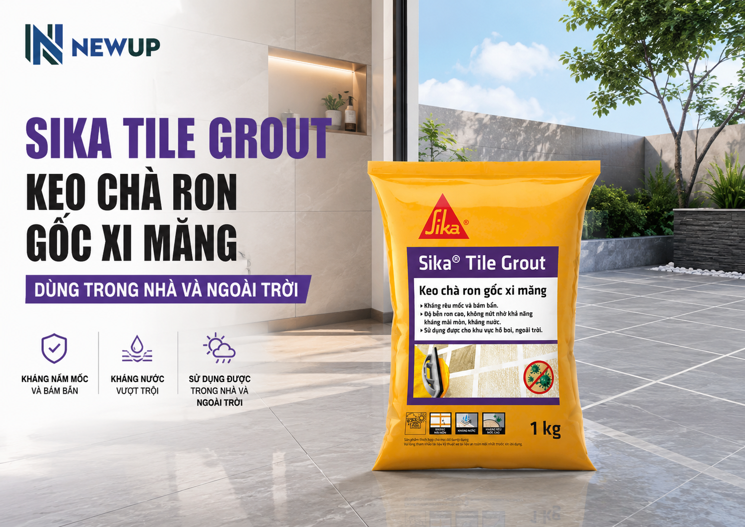 SIKA TILE GROUT KEO CHÀ RON GỐC XI MĂNG DÙNG TRONG NHÀ VÀ NGOÀI TRỜI