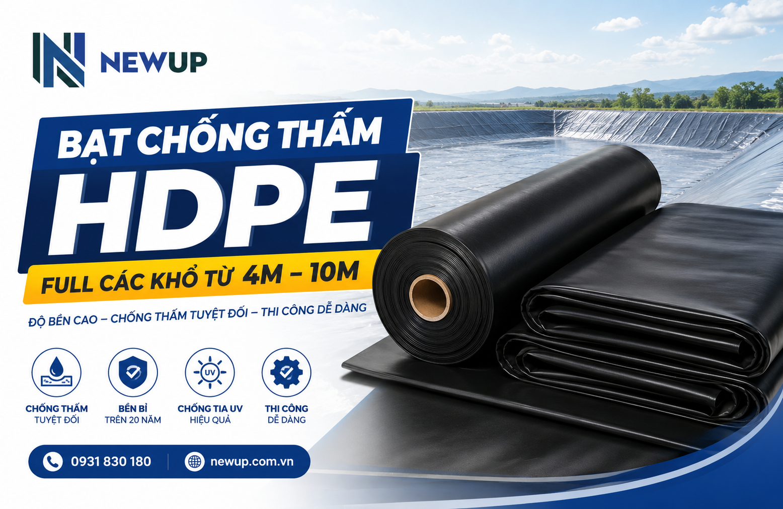 BẠT CHỐNG THẤM HDPE FULL CÁC KHỔ TỪ 4M – 10M