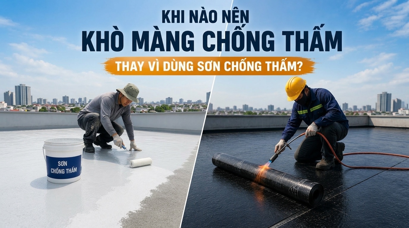 KHI NÀO NÊN DÙNG MÀNG KHÒ CHỐNG THẤM THAY VÌ DÙNG SƠN CHỐNG THẤM?