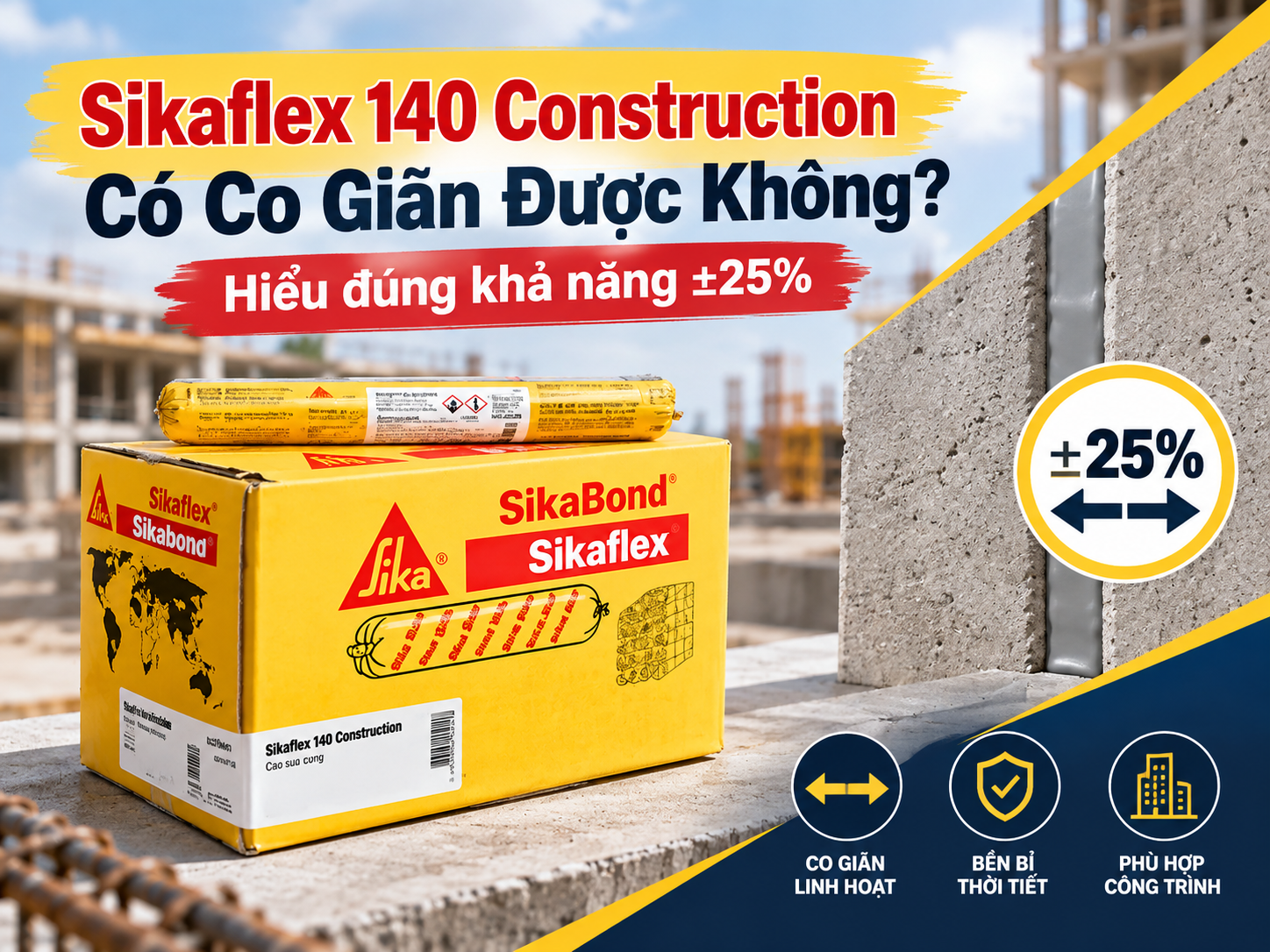Sikaflex 140 Construction Có Co Giãn Được Không? Hiểu Đúng Khả Năng ±25%