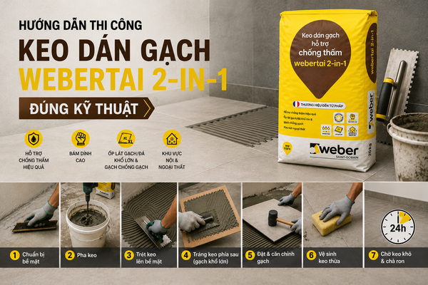 Hướng dẫn thi công Keo Dán Gạch Webertai 2-in-1 đúng kỹ thuật