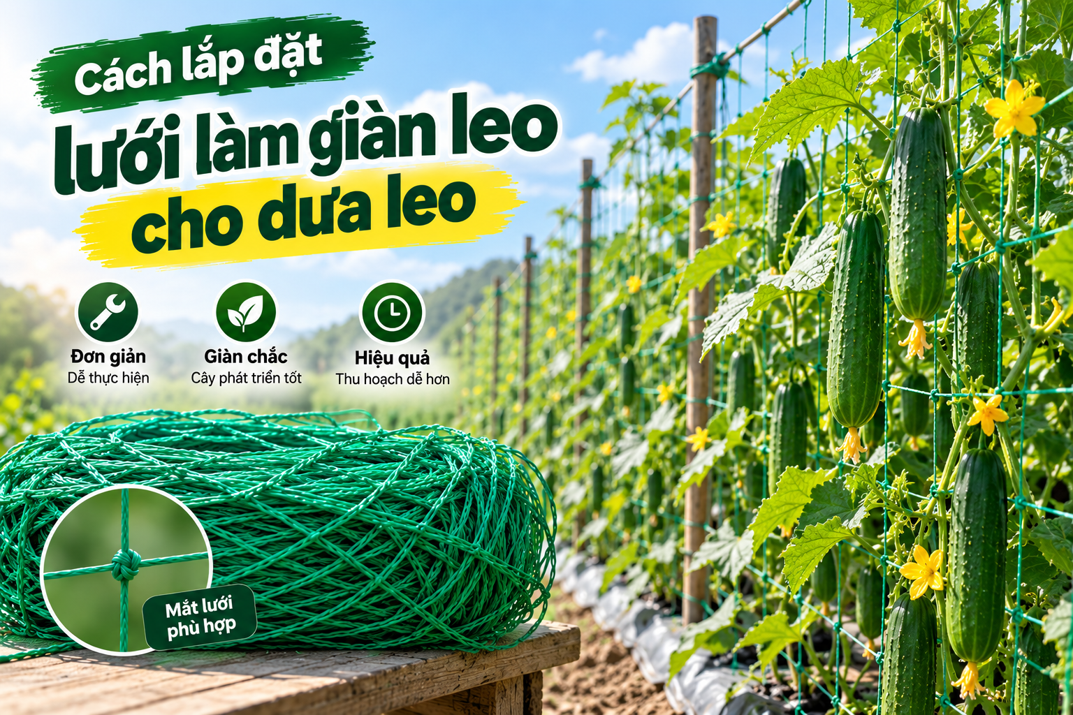Lưới Làm Giàn Leo Cho Dưa Leo: Cách Chọn Và Lắp Đặt Đúng Cách
