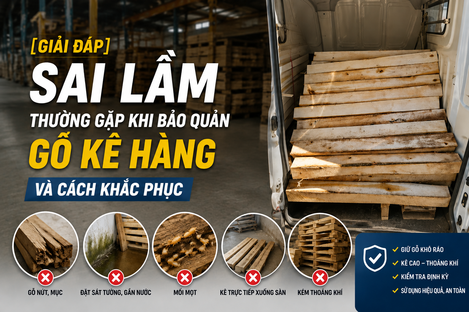 [GIẢI ĐÁP] SAI LẦM THƯỜNG GẶP KHI BẢO QUẢN GỖ KÊ HÀNG VÀ CÁCH KHẮC PHỤC