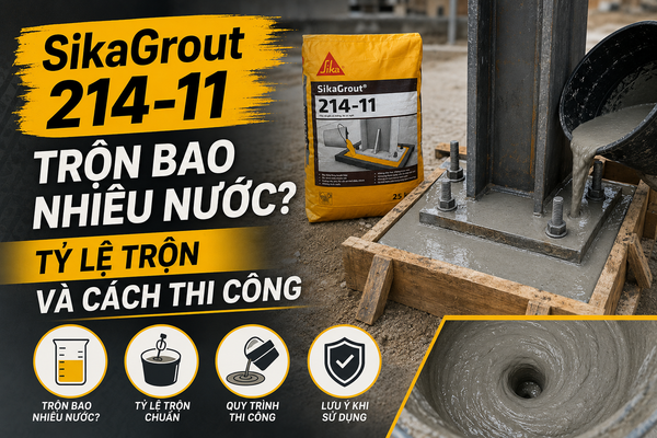 SikaGrout 214-11 Trộn Bao Nhiêu Nước? Tỷ Lệ Trộn Và Cách Thi Công