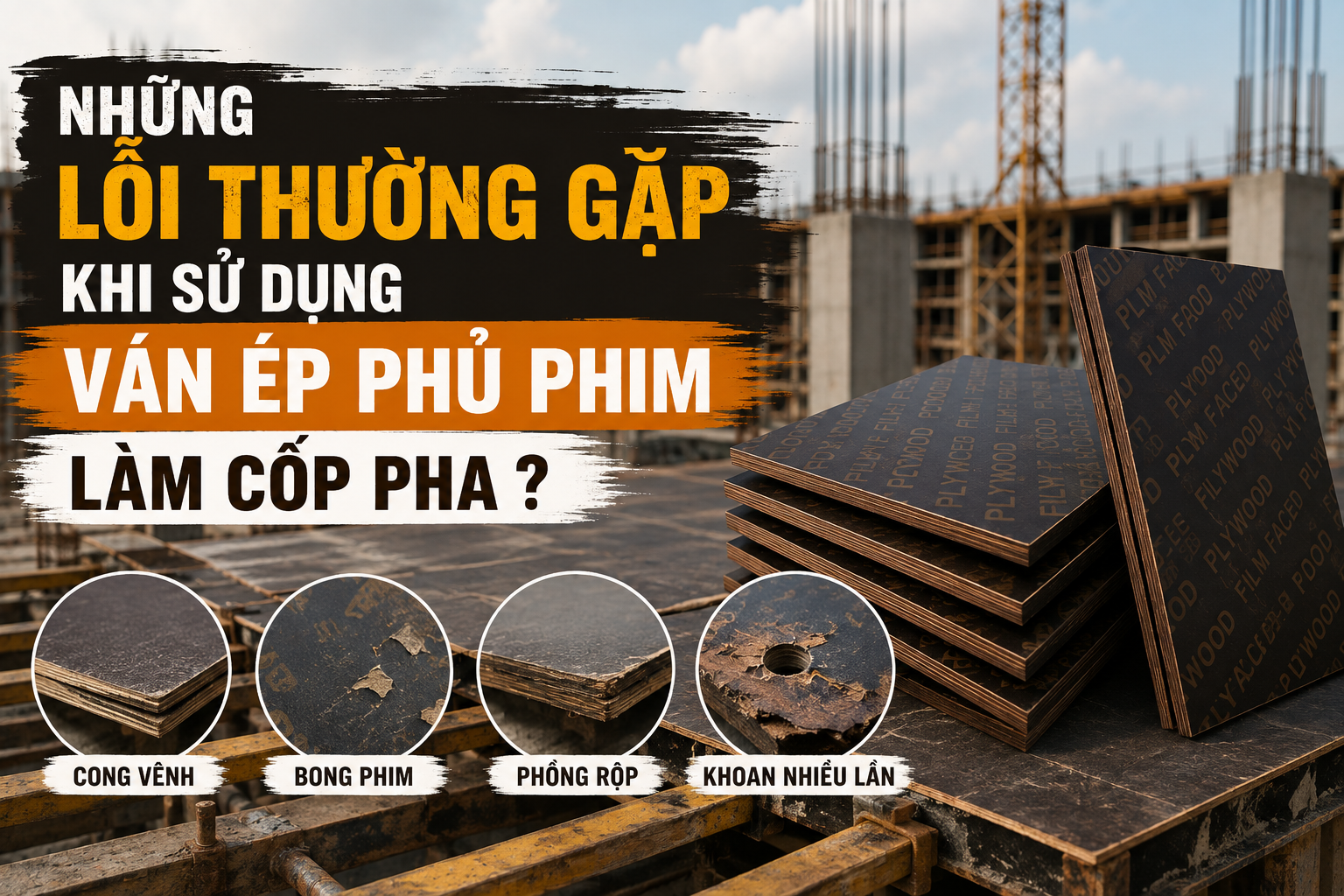 Những Lỗi Thường Gặp Khi Sử Dụng Ván Ép Phủ Phim Làm Cốp Pha