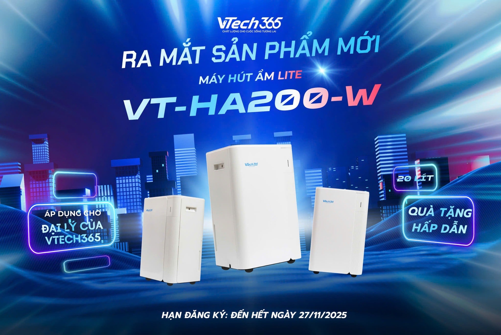 Ra mắt máy hút ẩm VTech365 Lite VT-HA200-W – Phiên bản êm ái, thông minh và mạnh mẽ cho gia đình hiện đại