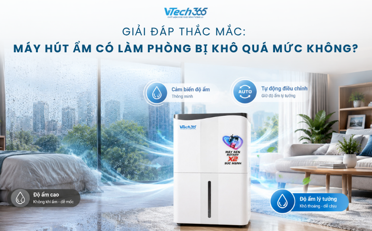 Giải đáp thắc mắc: Máy hút ẩm có làm phòng bị khô quá mức không?