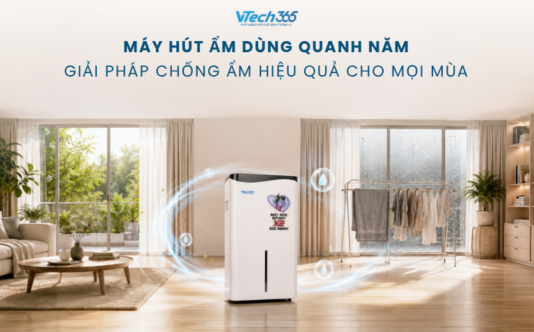 Máy hút ẩm dùng quanh năm: Giải pháp chống ẩm hiệu quả cho mọi mùa