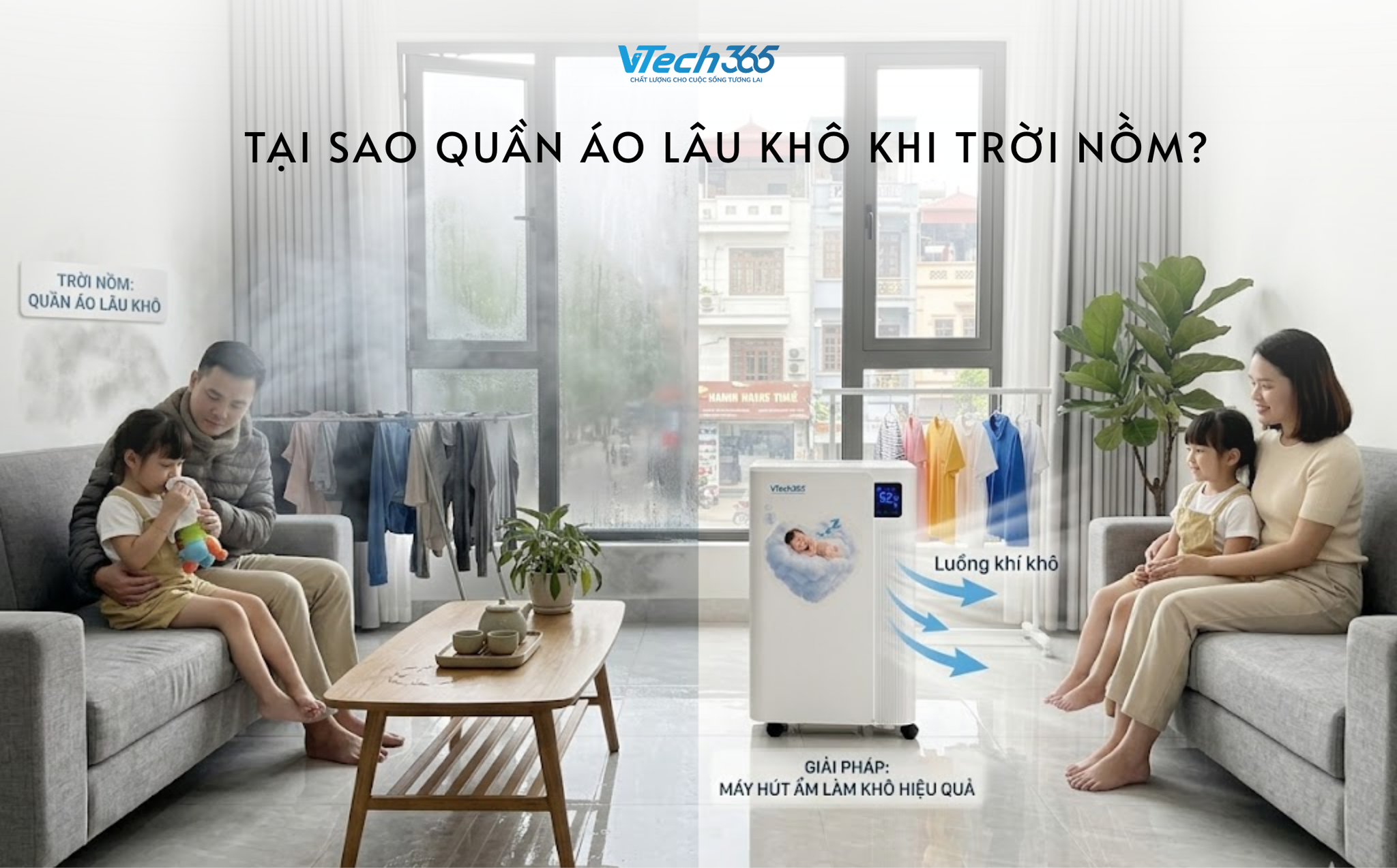 Tại sao quần áo lâu khô khi trời nồm? Cách xử lý hiệu quả