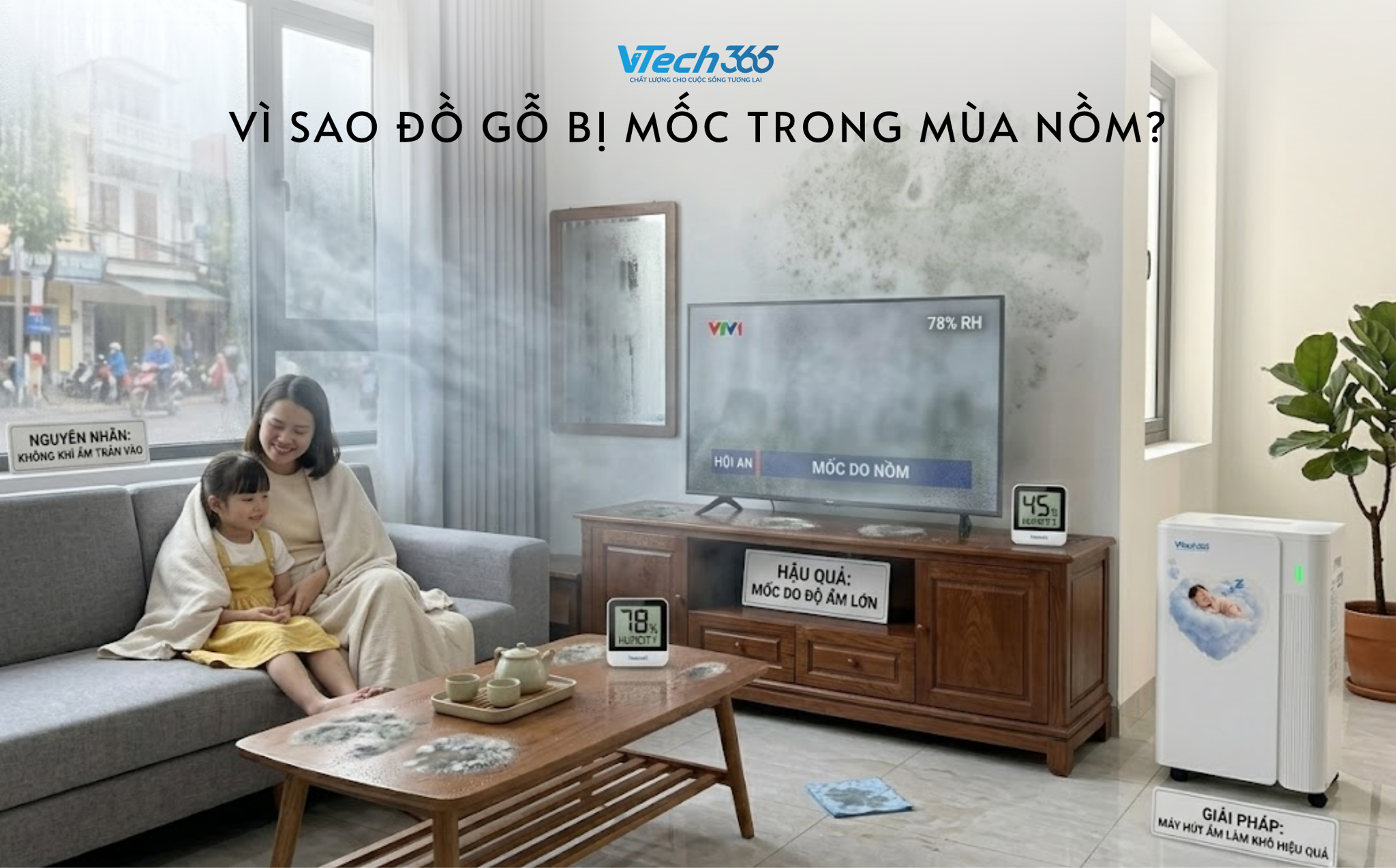Vì sao đồ gỗ bị mốc trong mùa nồm?