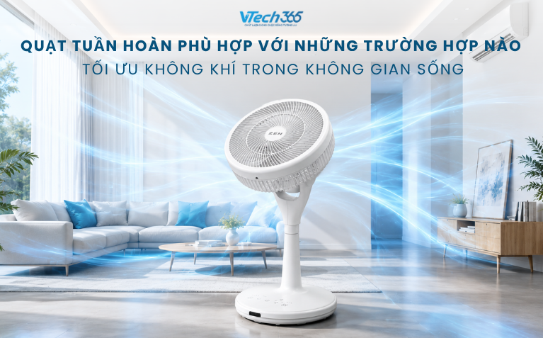 Quạt tuần hoàn phù hợp với những trường hợp nào: Tối ưu không khí trong không gian sống