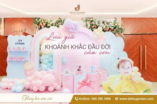 Tổ Chức Tiệc Sinh Nhật Màu Hồng Cho Bé Gái Cực Đáng Yêu Tại Đại Hỷ Garden