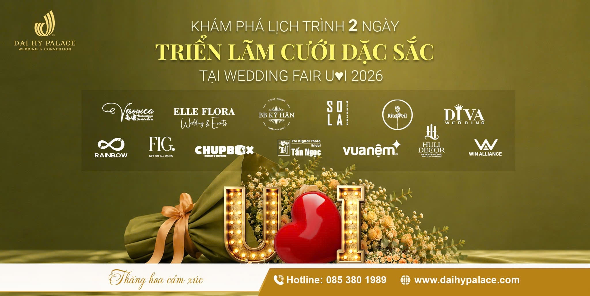 Lịch Trình Wedding Fair U♥I 2026: Khám Phá 2 Ngày Triển Lãm Cưới Ngập Tràn Cảm Xúc Tại Đại Hỷ Palace
