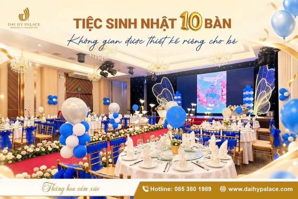 Tiệc Sinh Nhật 10 Bàn – Không Gian Thiết Kế Riêng Cho Bé Tại Đại Hỷ Palace