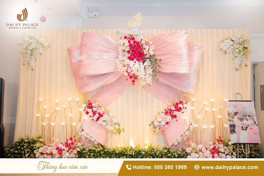 Backdrop tiệc cưới ấn tượng tại sảnh Cát Tường