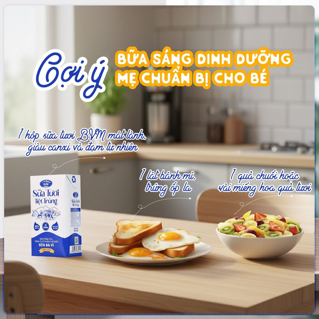 Gợi ý bữa sáng dinh dưỡng mẹ chuẩn bị cho bé